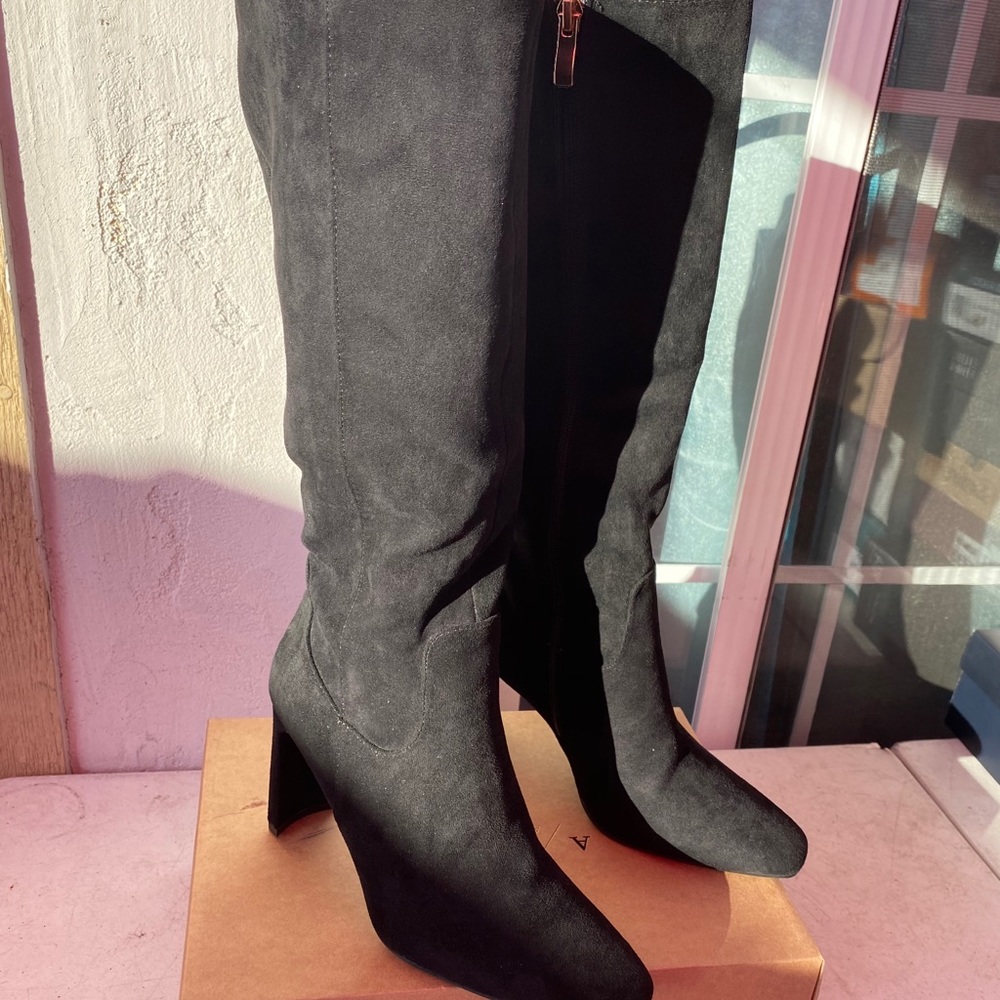 Black Suede Calf Boots